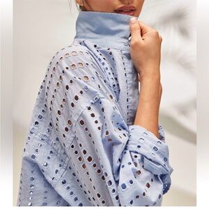 CALIA by Carrie Underwood Women’s Oversized Perforated Light Blue Coverup small